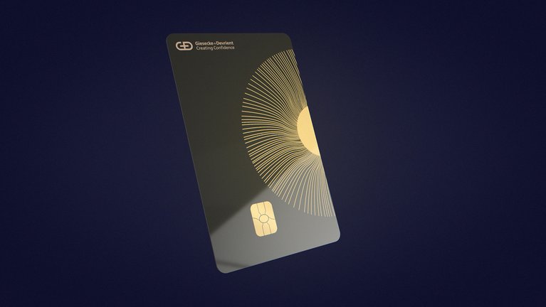 A front view of the G+D ceramic payment card