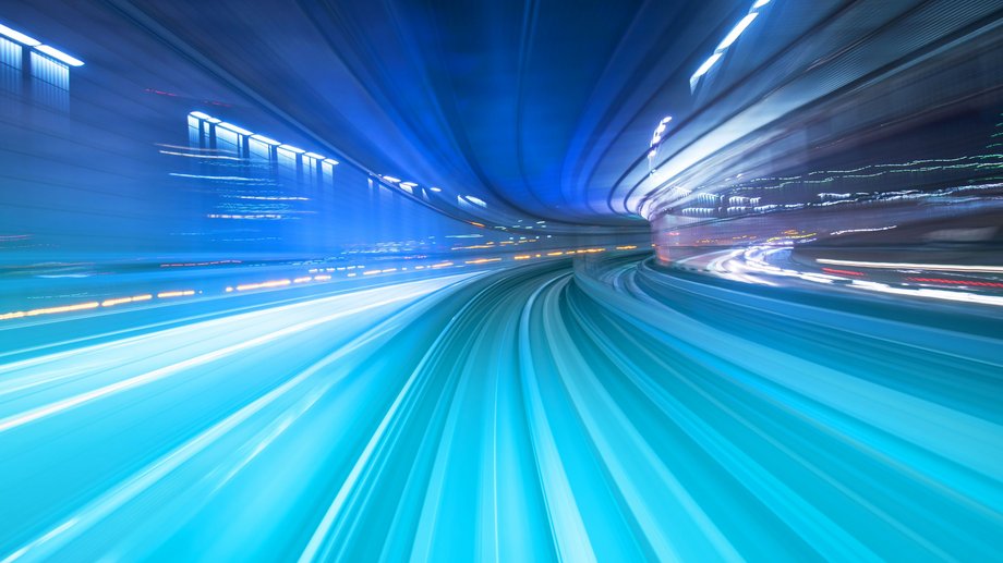 time traveling tunnel animation with blue and white light