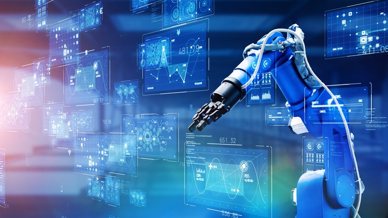 Robotic arm with digital dashboards around