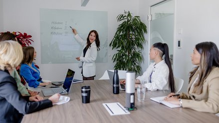 Presentation in a modern office setting