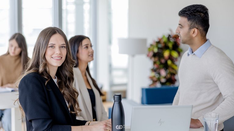 Team collaboration in a modern office