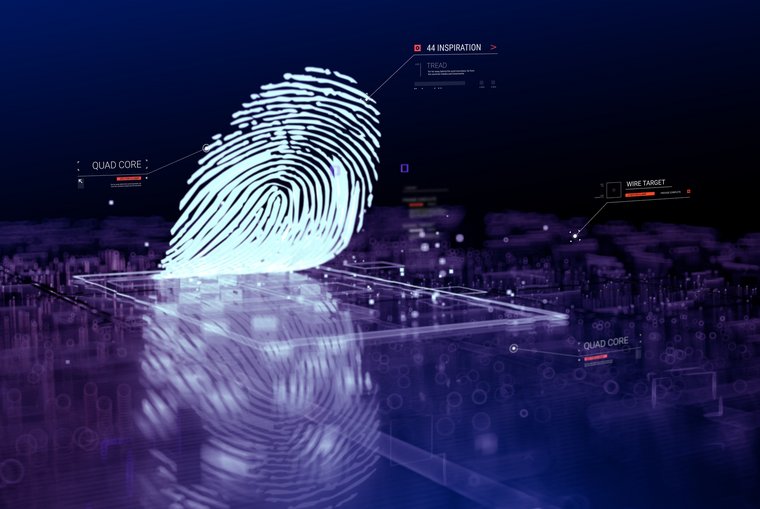 visualization of a digital fingerprint on a transparent surface