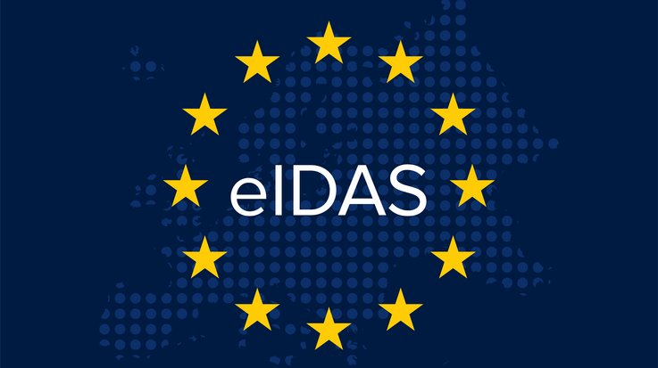 Europäische Flagge um das Wort eIDAS