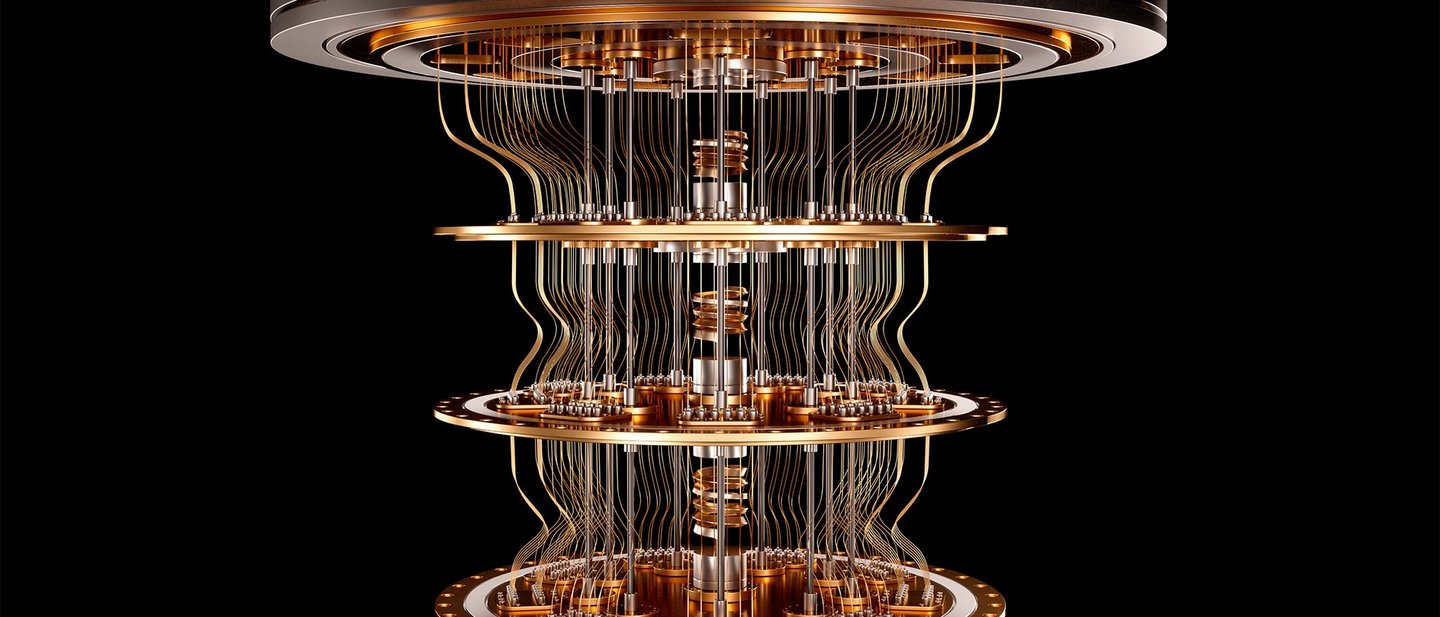 Quantum computer black background 3d render