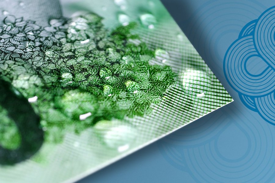 Close-up of a 20-euro banknote