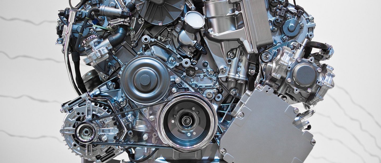 Complex component made of metal with many lines and a drive