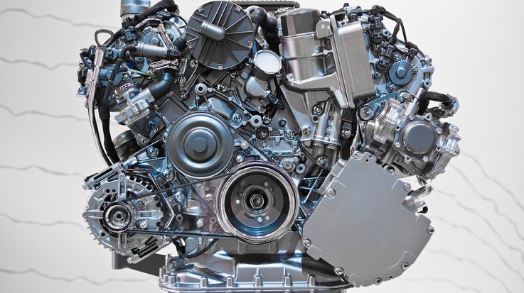 Complex component made of metal with many lines and a drive