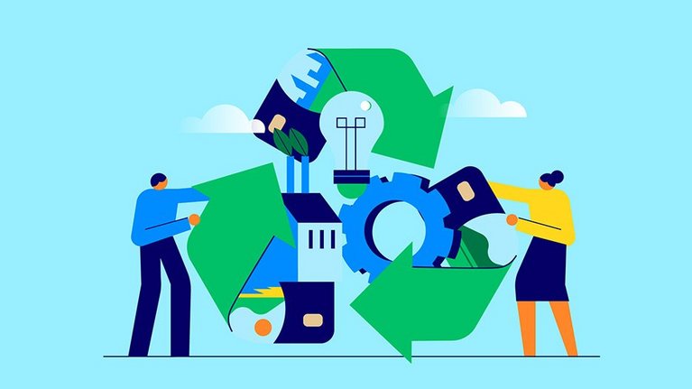 Card recycling services header with recycle symbol 