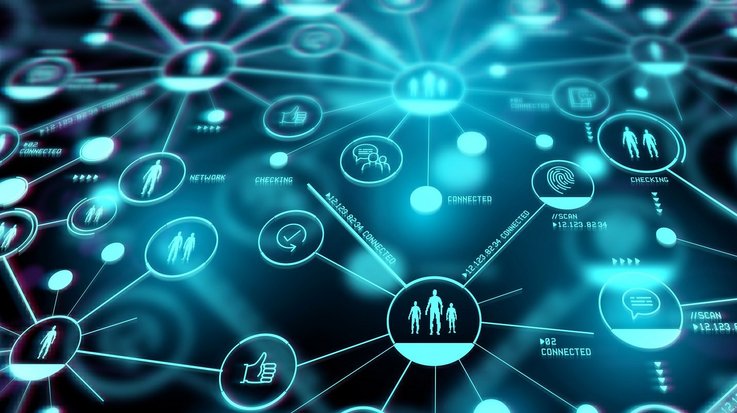 Computer simulated representation of different symbols and their connection with each other