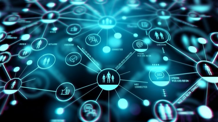 Computer simulated representation of different symbols and their connection with each other