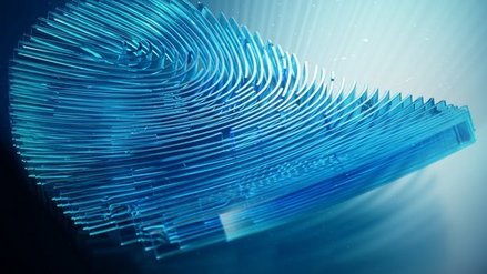 Abstract representation of a fingerprint made of differently shaped plastic parts