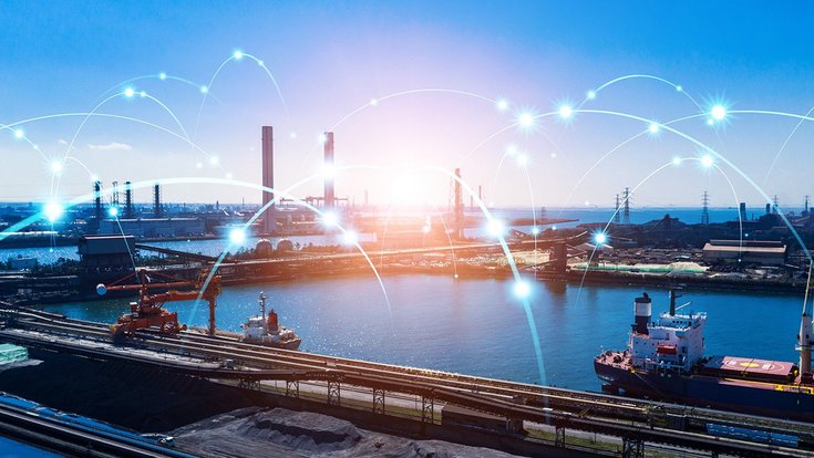 Simulation of a private network in a port facility