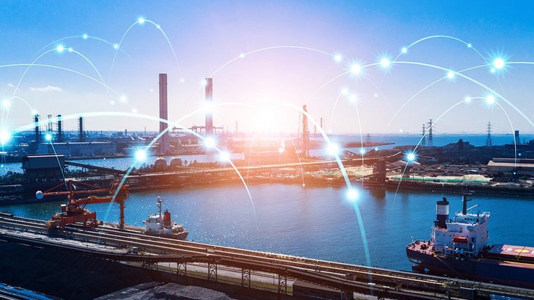 Simulation of a private network in a port facility