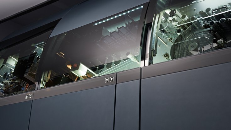 Close-up of a high-performance banknote processing system