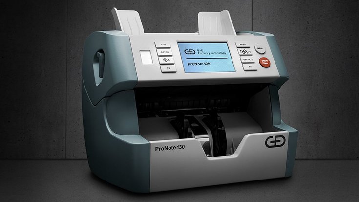 Banknote processing system ProNote® 130, which is a compact and easy-to-use banknote counter designed for small retailers and bank branches