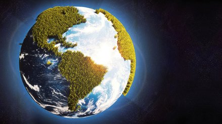 Illustration of globe with continents made of lawns