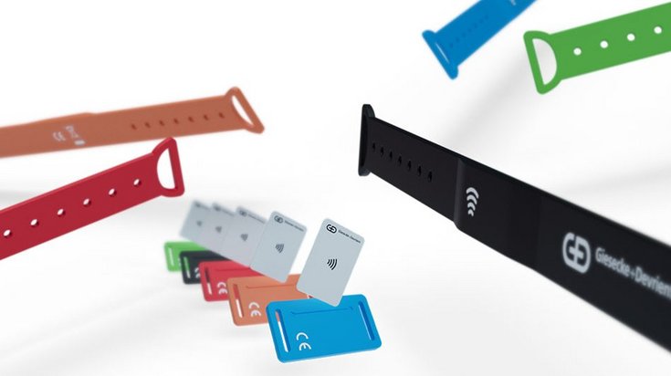 Various wearables from G+D in bright colors