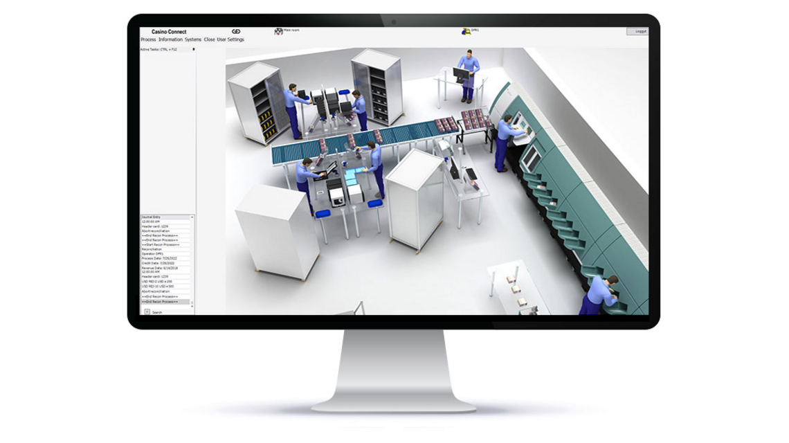A monitor running the Casino Connect application 