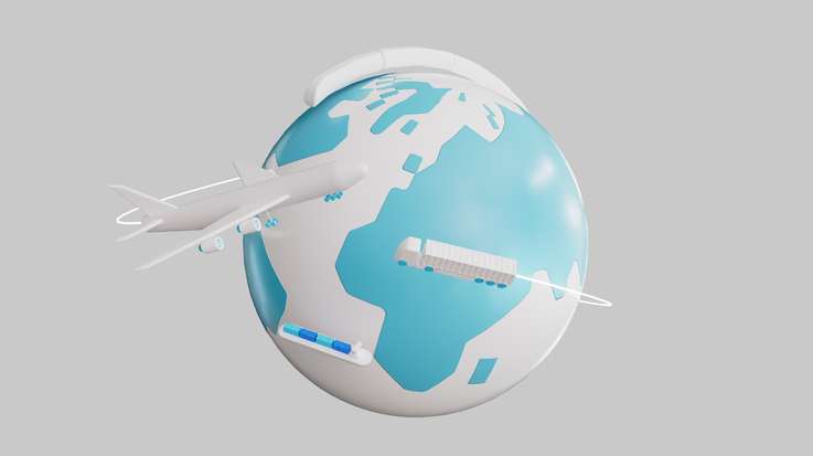 Globe with goods in its orbit