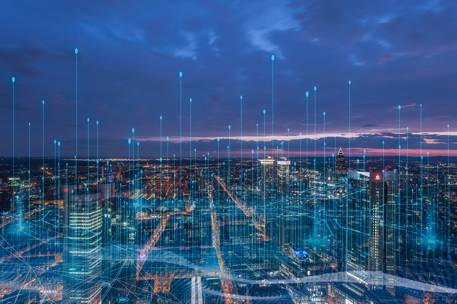 Woman with a digital touchpad