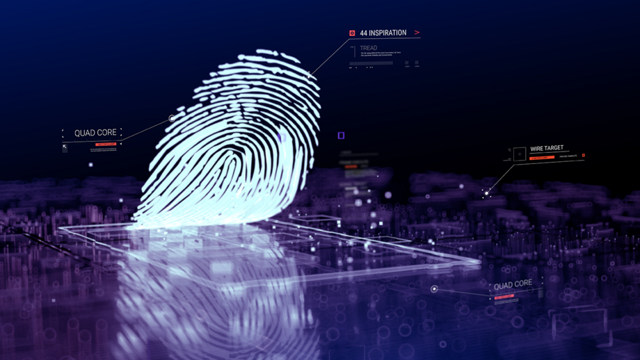 A digital concept image featuring a large fingerprint