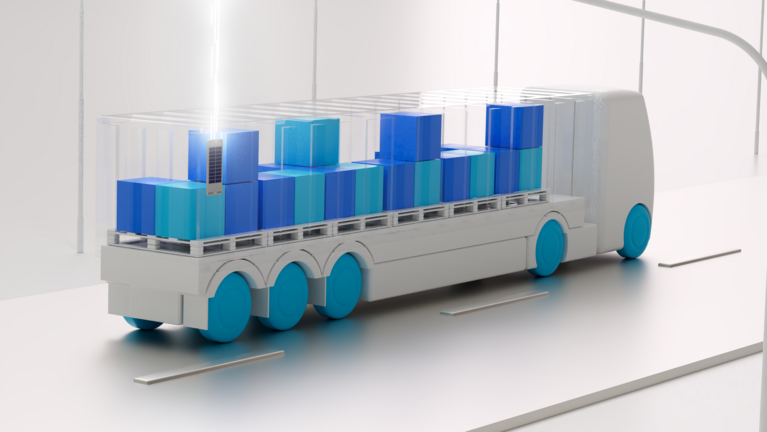 Truck with containers is being tracked