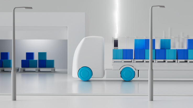 Lorry with containers is being tracked