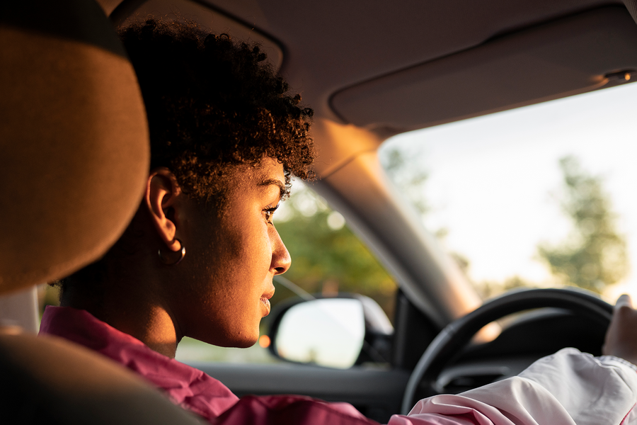 Picture of a woman driving a car