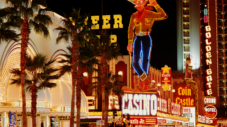 Casinos and cash centers in the United States at night