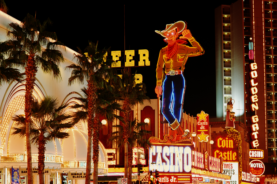 Casinos and cash centers in the United States at night