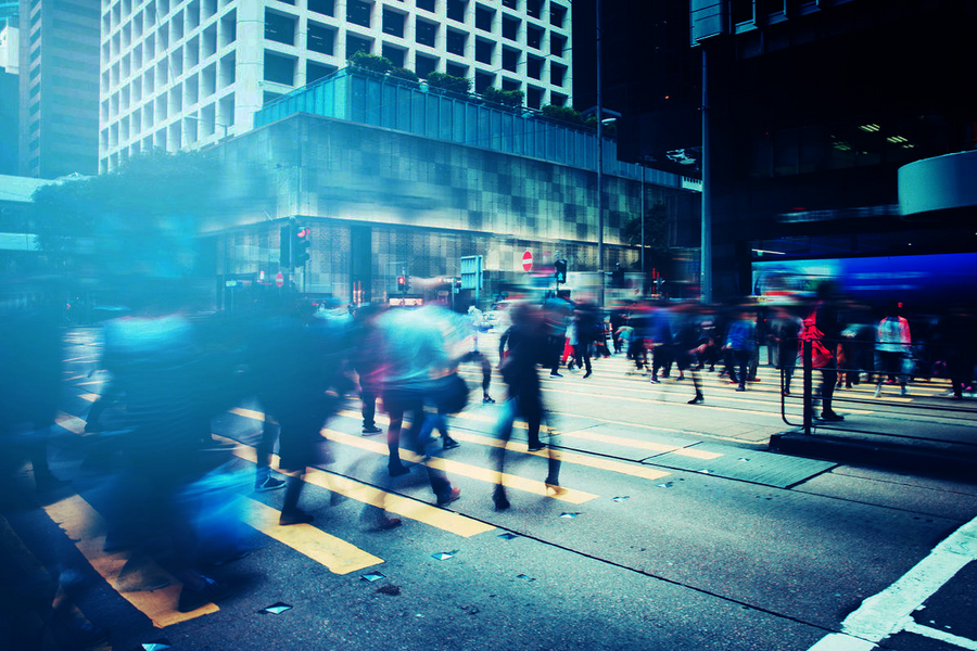 Blurred people on the street