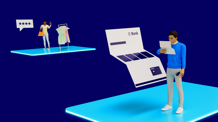 Illustration of person receiving new card