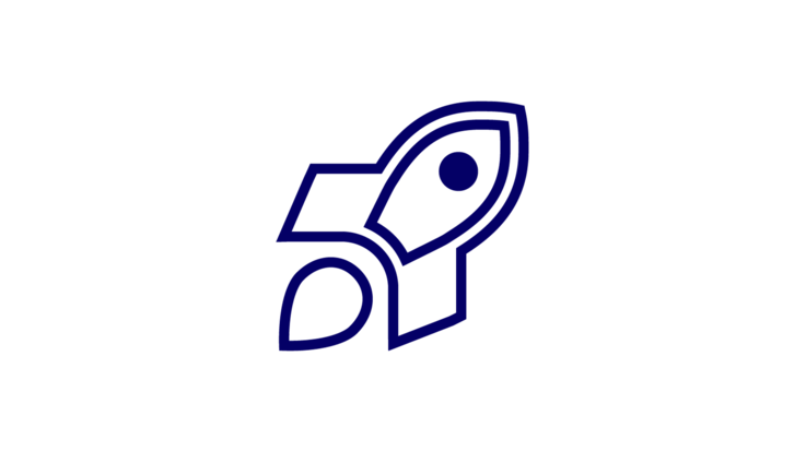 Blue rocket icon for launch or growth