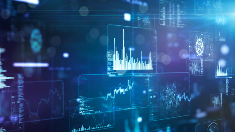 Virtual dashboard with analytical graphs